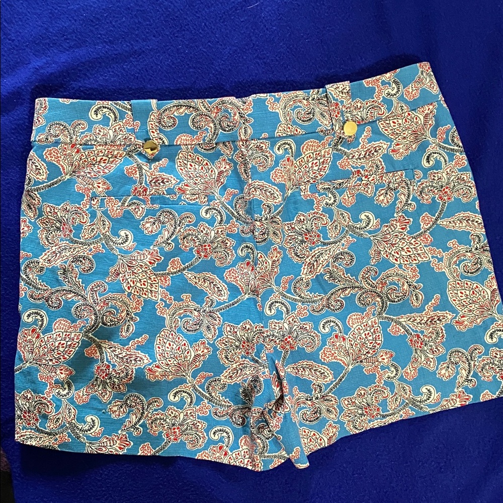 LOFT Blue Paisley-Print Women’s Shorts with Pink Accents size 10 - Picture 7 of 12
